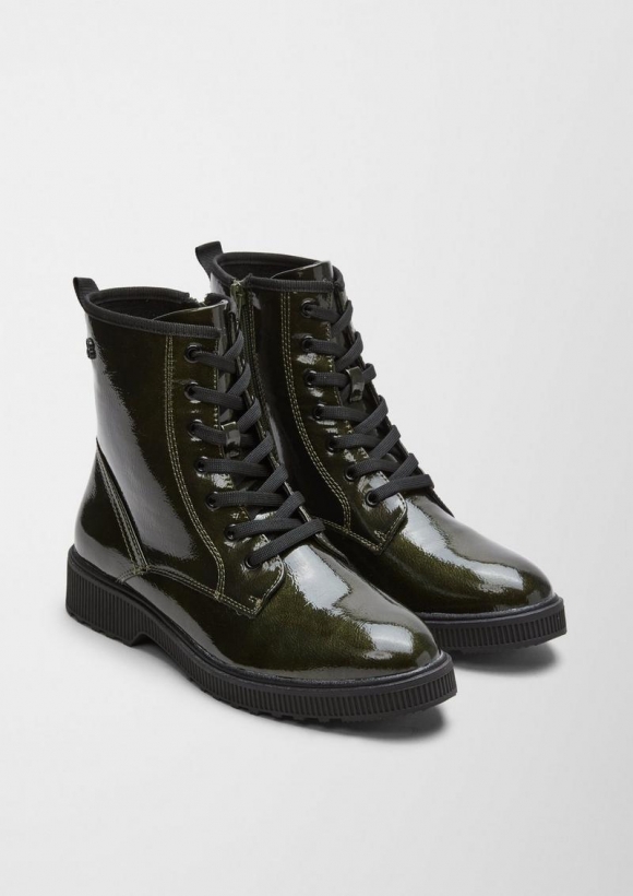 s.Oliver Boots in Lackleder-Optik - tannengrün