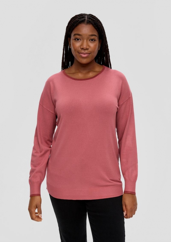s.Oliver Strickpullover mit Konstrastdetails - mohnrot