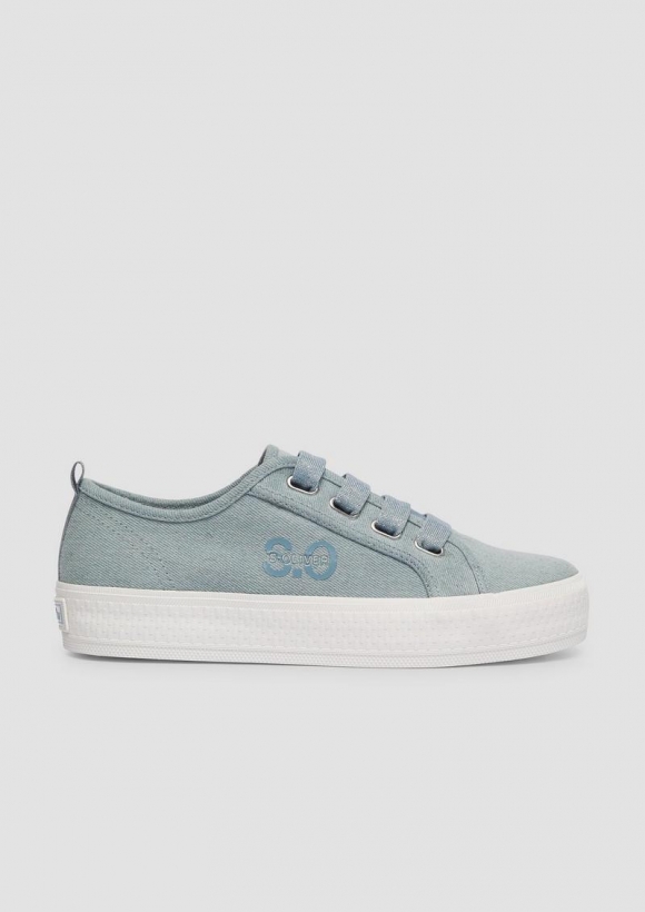 s.Oliver Denim-Sneaker mit Logo - hellblau