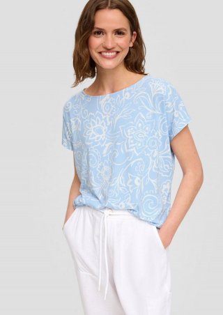 s.Oliver Viskose-Shirt mit All-over-Print im Relaxed Fit - himmelblau