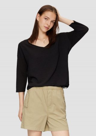 s.Oliver 3/4-Arm-Shirt im Fabricmix - schwarz