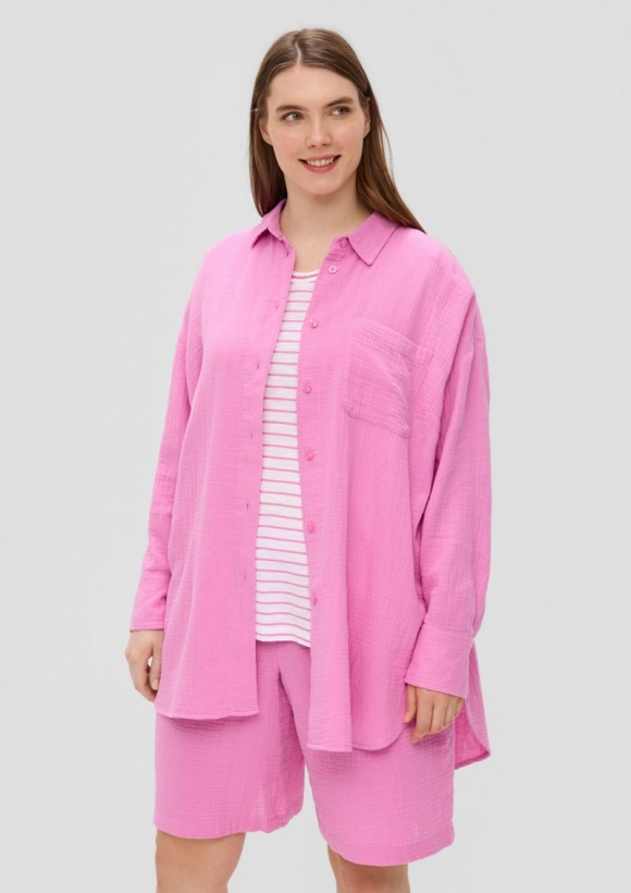 s.Oliver Lange Hemdbluse aus Baumwolle im Relaxed Fit - rosa