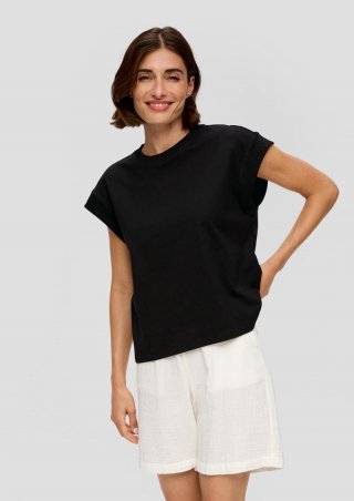 s.Oliver T-Shirt mit überschnittenen Schultern - schwarz