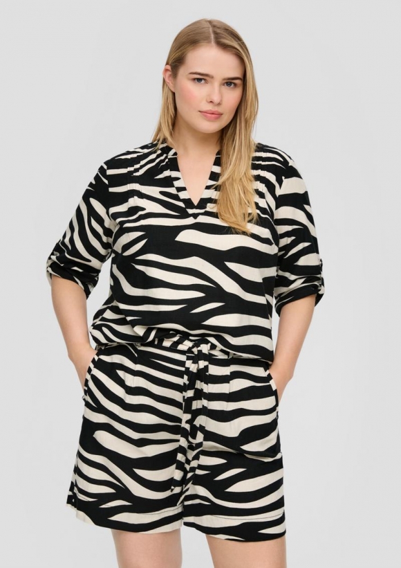 s.Oliver Shorts aus Leinenmix - schwarz