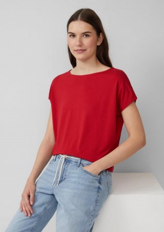 s.Oliver Fließendes Jersey-Shirt mit überschnittenen Schultern - mohnrot