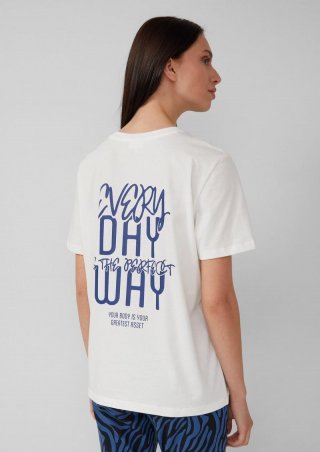 s.Oliver T-Shirt mit Front- und Rückenprint - ecru