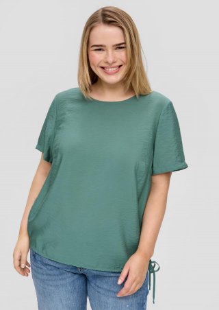 s.Oliver Gemusterte Viskosebluse in O-Shape - petrol