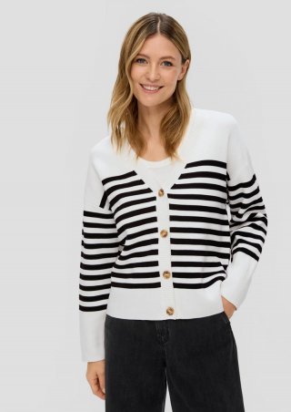s.Oliver Strickjacke in gestreiftem Muster - creme