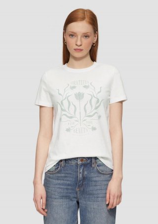 s.Oliver Baumwollshirt mit Frontprint - weiß