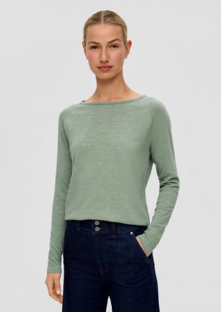 s.Oliver Longsleeve aus Baumwollmix - salbeigrün