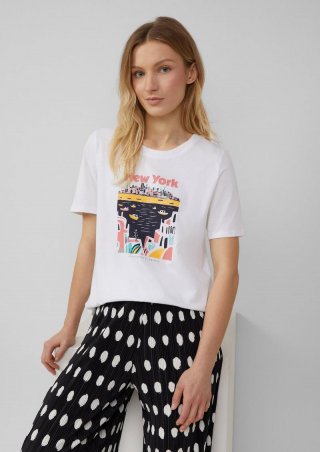 s.Oliver T-Shirt mit Frontprint - weiß