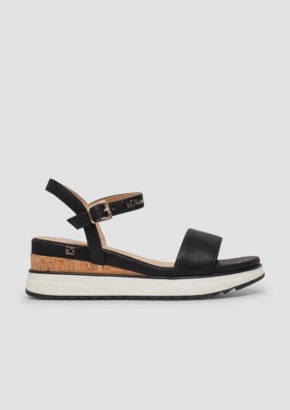 s.Oliver Slingback-Sandalen mit Keilabsatz - schwarz