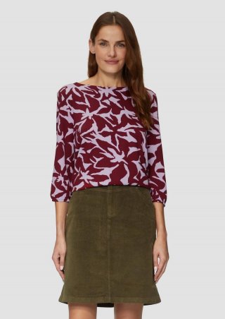 s.Oliver Shirt mit All-over-Print aus Viskosestretch - rubinrot