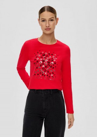 s.Oliver Longsleeve mit Pailletten - preiselbeere