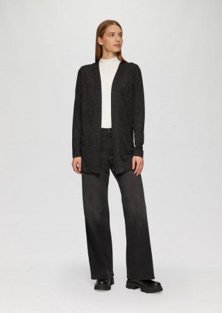 s.Oliver Langer Cardigan mit Glitzergarn - schwarz