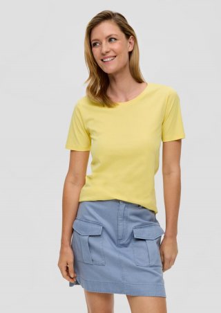 s.Oliver T-Shirt aus Interlockjersey im Slim Fit - hellgelb