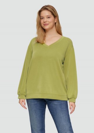 s.Oliver Scuba-Sweatshirt mit V-Ausschnitt - guacamole