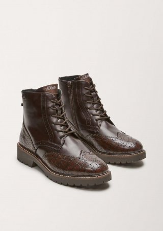s.Oliver Brouge-Boots in Leder-Optik - dunkelbraun