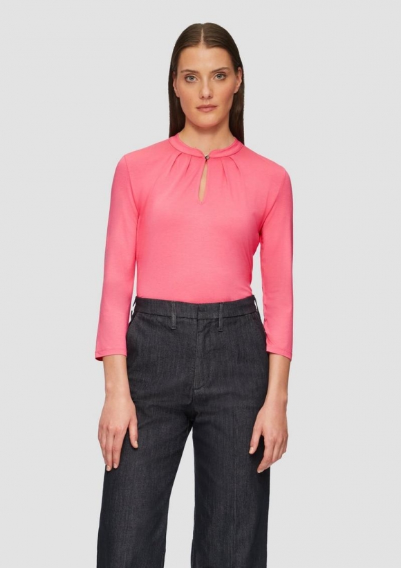 s.Oliver T-Shirt mit 3/4-Arm aus Viskosemix - rosa