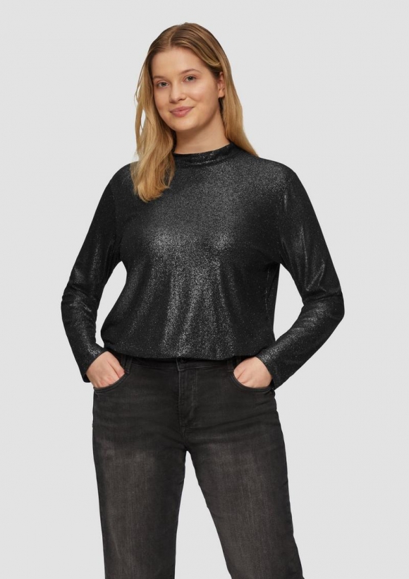 s.Oliver Langarmshirt mit Glitzereffekt - schwarz