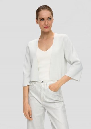 s.Oliver Kurze Strickjacke mit Metallic-Garn - ecru