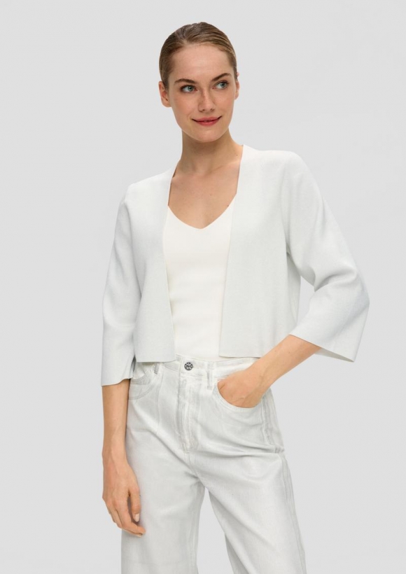 s.Oliver Kurze Strickjacke mit Metallic-Garn - ecru