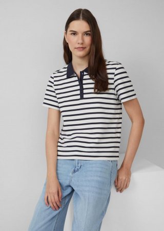 s.Oliver Verkürztes Poloshirt aus Baumwollpiqué - navy