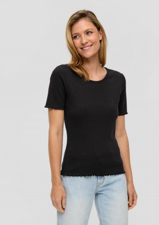 s.Oliver Elastisches T-Shirt im Slim Fit mit Rundhalsausschnitt - schwarz