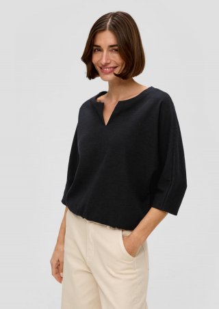 s.Oliver Jerseyshirt mit O-Shape und Musterstruktur - schwarz
