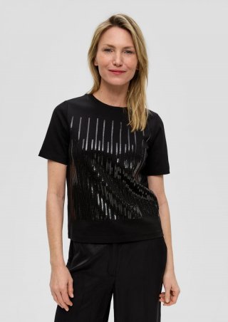 s.Oliver T-Shirt mit Pailletten - schwarz