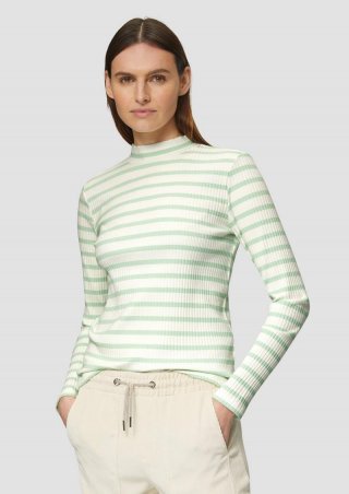 s.Oliver Langarmshirt mit Rippstruktur und Stehkragen - minze