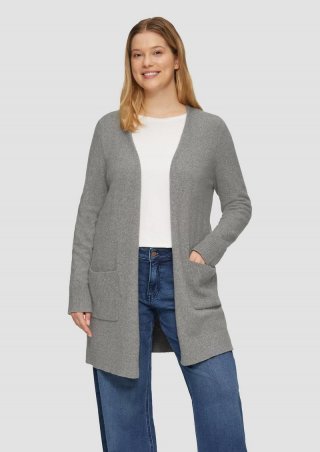 s.Oliver Lange Strickjacke mit Rippbündchen - graphit