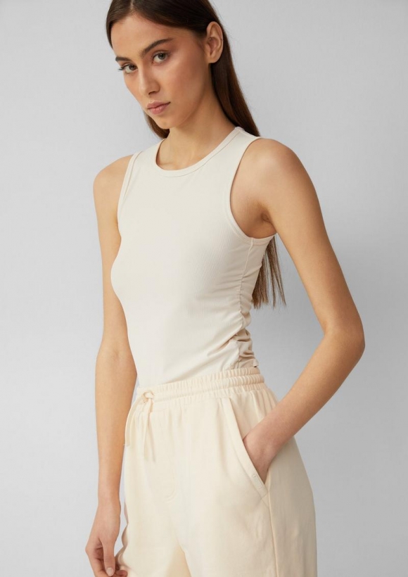s.Oliver Ripptop mit seitlicher Raffung | QS x Vanessa Mai - creme