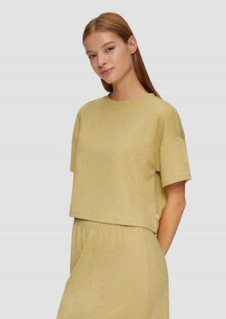 s.Oliver Verkürztes Oversized T-Shirt mit Struktur - goldgelb