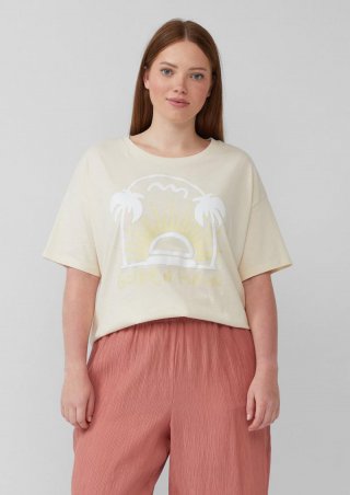 s.Oliver Baumwollshirt mit Frontprint - beige