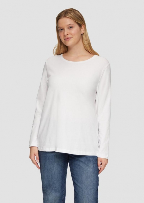 s.Oliver Longsleeve aus Baumwollstretch - weiß