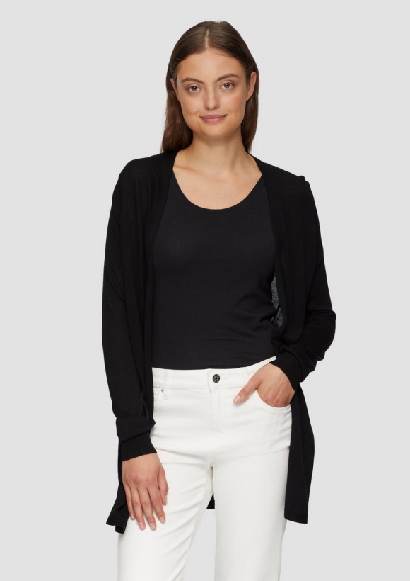 s.Oliver Feinstrick-Cardigan aus reiner Viskose - schwarz