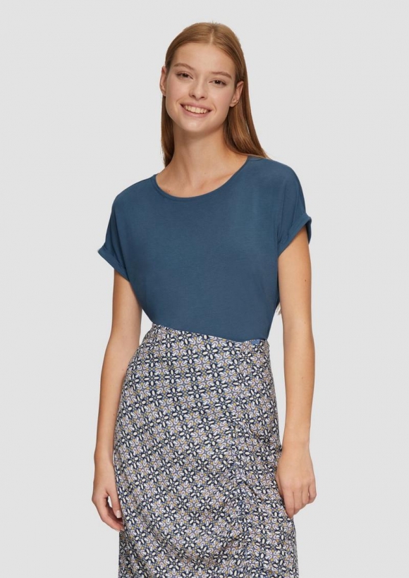 s.Oliver Loose-Fit-Shirt im Lyocellmix - blau