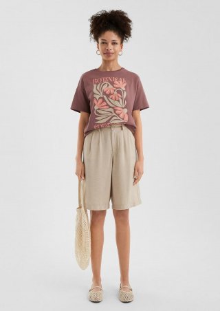 s.Oliver Baumwollshirt mit überschnittener Schulter - aubergine