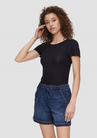 s.Oliver Antailliertes T-Shirt aus Modalmix - schwarz