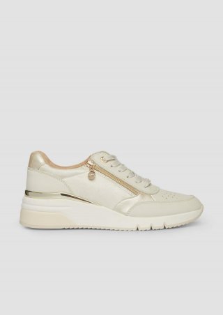 s.Oliver Sportive Sneaker mit Reißverschluss-Detail - beige