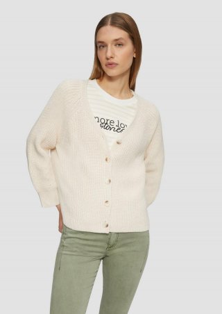s.Oliver Strukturierter Cardigan im Relaxed Fit aus Baumwollmix - beige