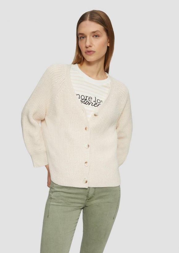 s.Oliver Strukturierter Cardigan im Relaxed Fit aus Baumwollmix - beige