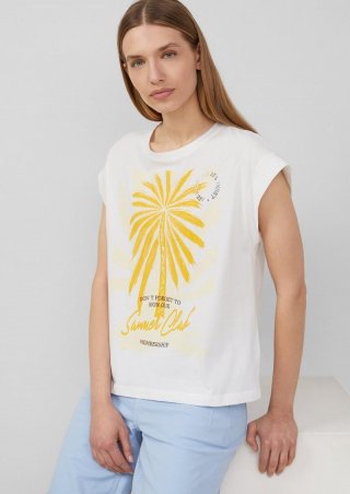 s.Oliver T-Shirt im Relaxed Fit mit Folienprint - weiß