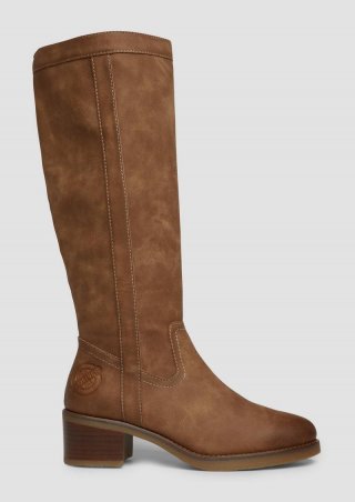 s.Oliver Stiefel mit Blockabsatz in Leder-Optik - cognac