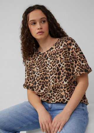 s.Oliver Locker geschnittenes T-Shirt aus Modalmix - schwarz