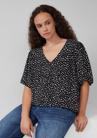 s.Oliver Viskose Bluse mit All-over-Print - schwarz