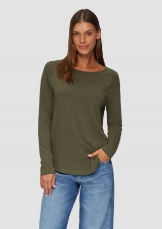 s.Oliver Langarmshirt mit Flammgarnstruktur und Raglanärmeln - olivgrün