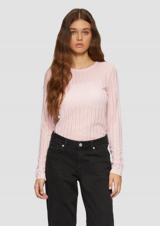 s.Oliver Leicht transparentes Longsleeve mit Strukturmuster - altrosa
