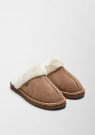 s.Oliver Hochwertige Echtleder-Pantoffeln - sandfarben